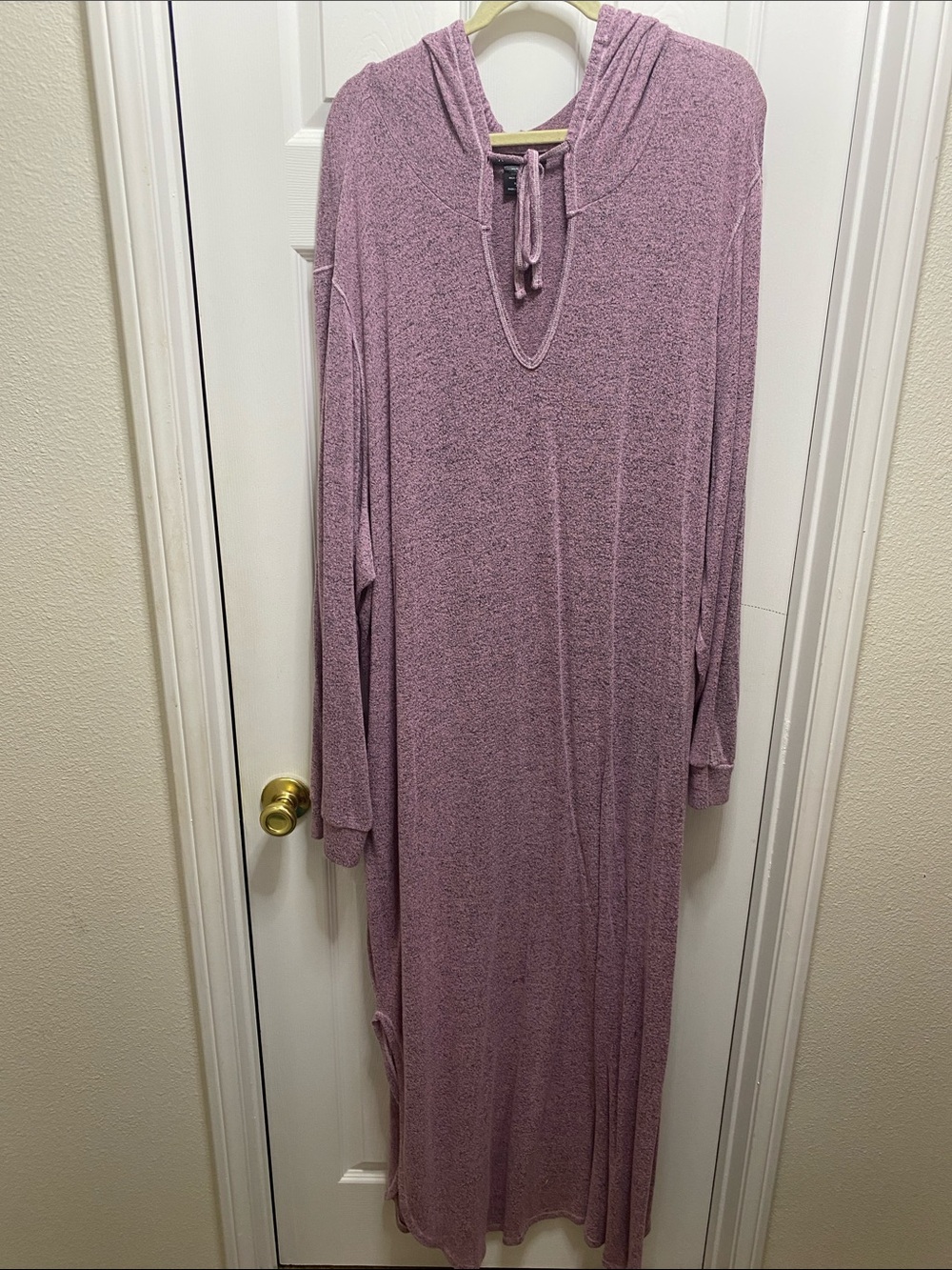 Ashley Stewart Hooded Maxi Dress in Mauve Pink